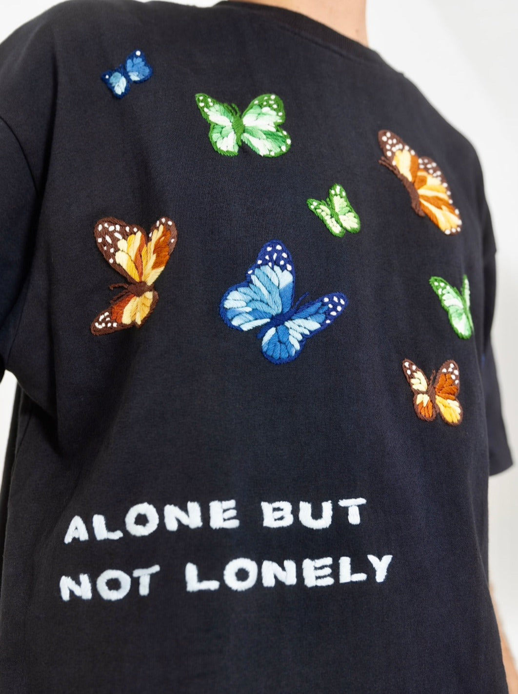 alone hand embroidery t-shirt