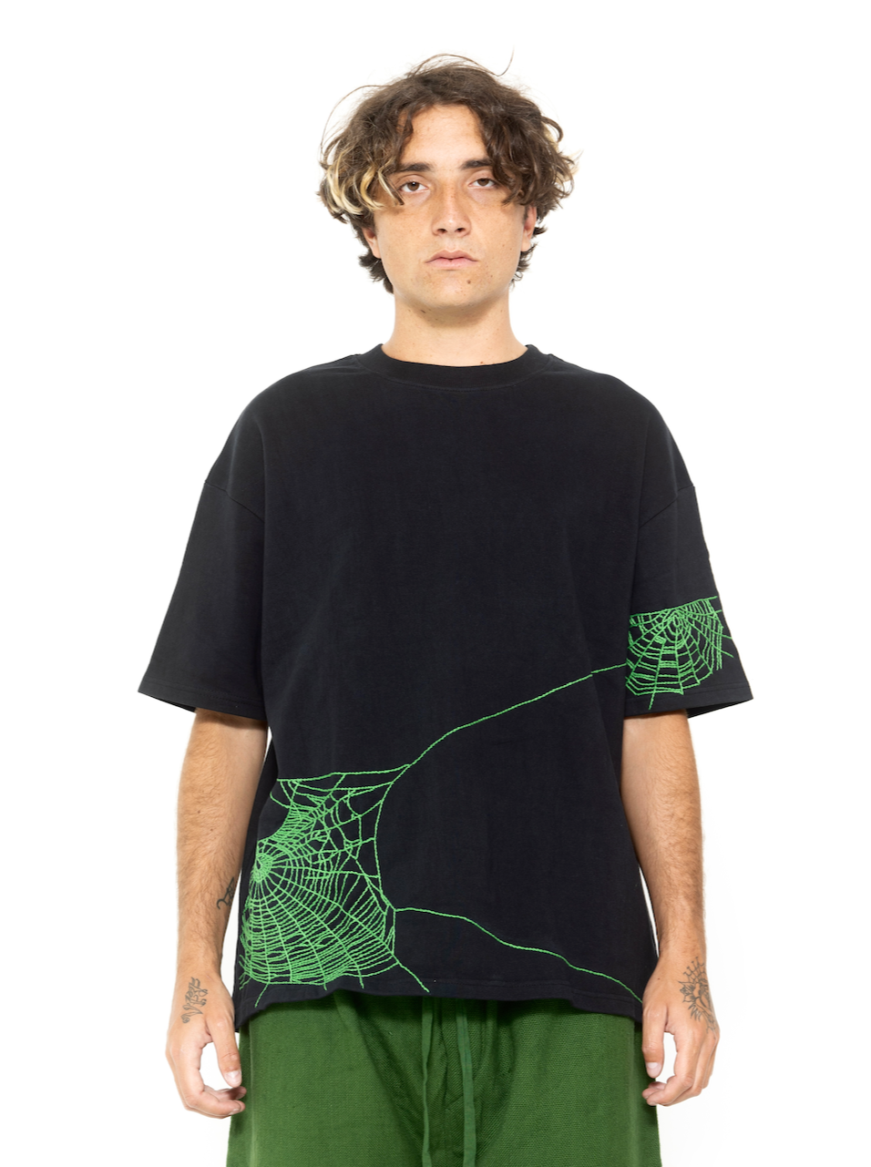 neon creeped hand embroidered t-shirt