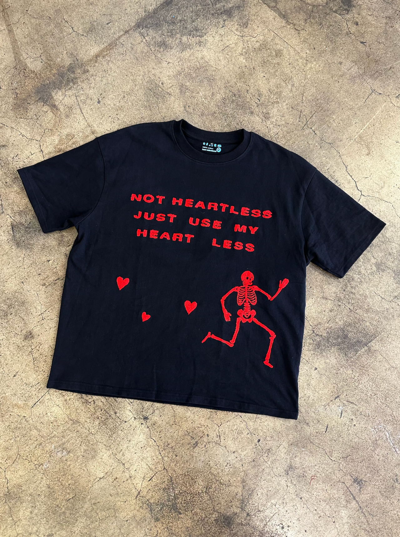 heartless hand embroidered t-shirt